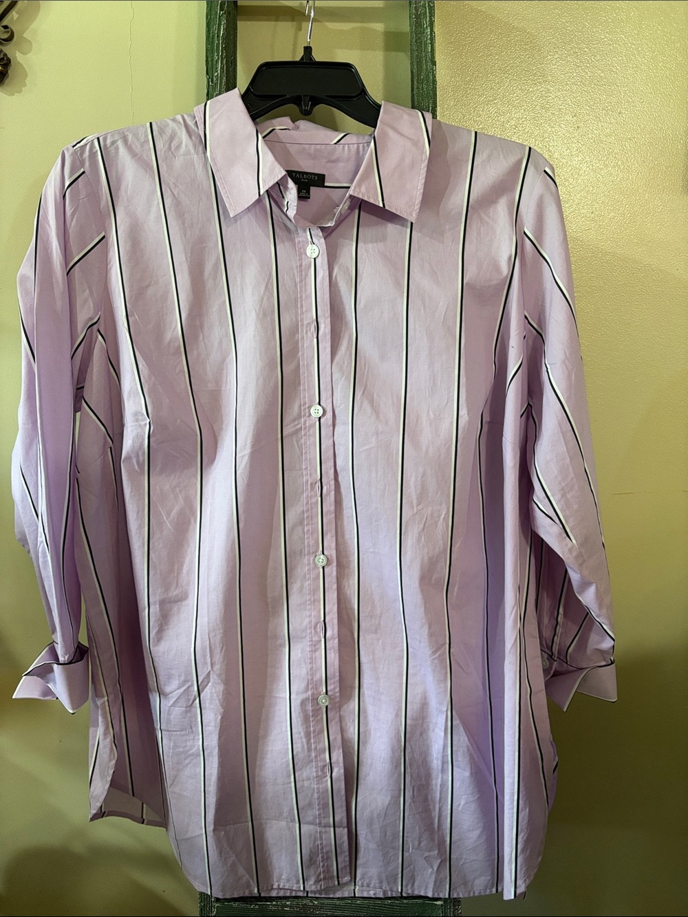 Talbots Lavender Vertical Stripe Button-Up Blouse